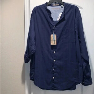 Caribbean Roundtree & Yorke Navy Linen Shirt